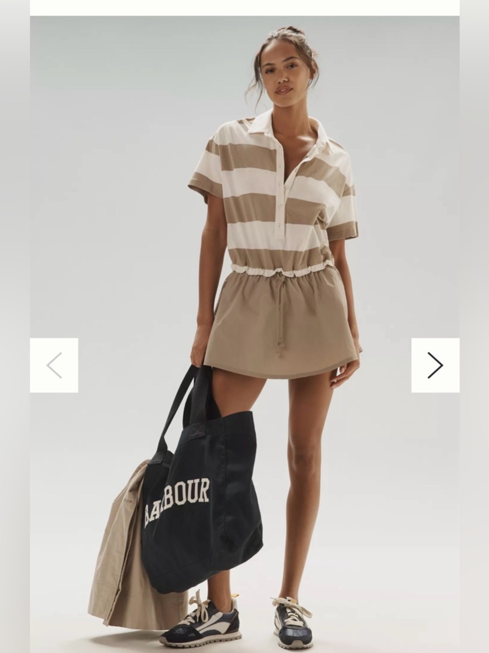 Anthropologie Daily Practice Ember T-Shirt Twofer Mini Dress in Oat Ivory sz XS